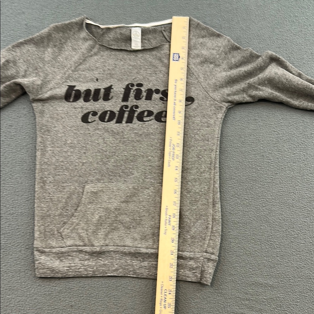 Gray Off-the-Shoulder “But First, Coffee” Sweater | Women’s XS - Picture 6 of 8